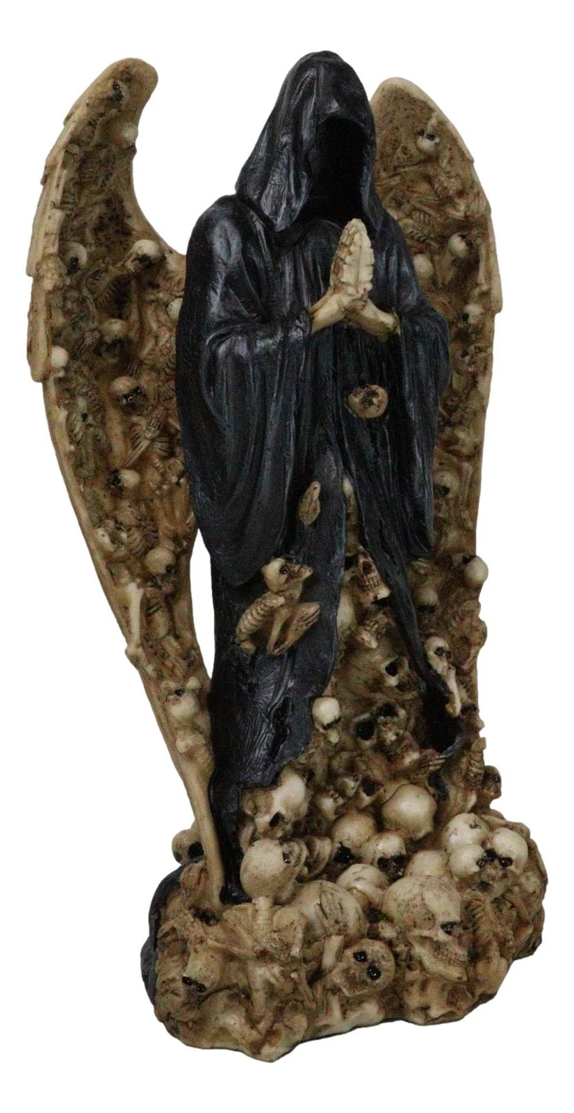 Gothic Death Prayer Grim Reaper Skeleton With Ossuary Skulls Wings Figurine-2