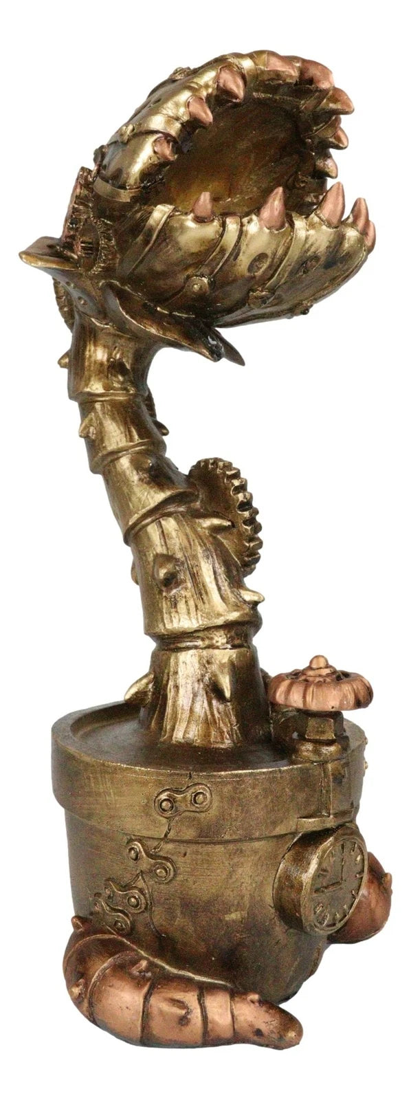 Geared Clockwork Vintage Steampunk Cyborg Venus Flytrap Plant In Pot Figurine-5