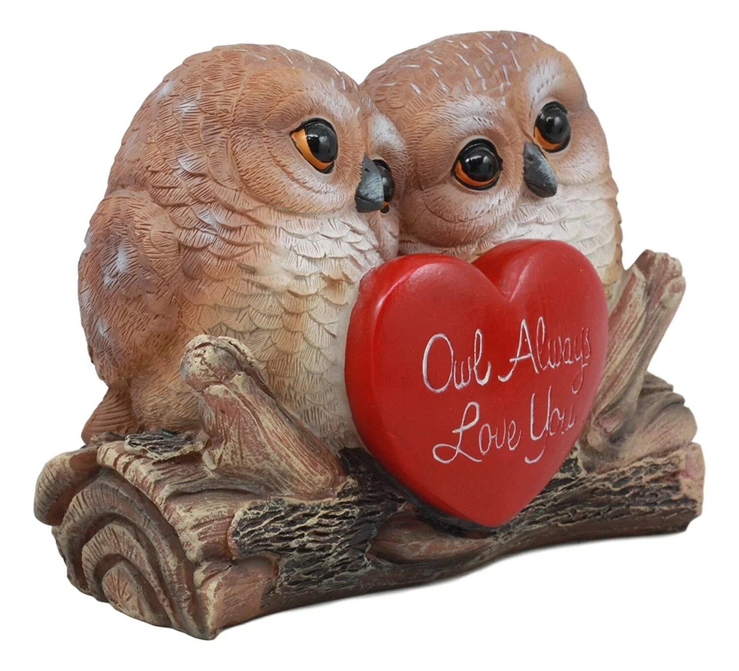 Romantic Owl Couple Statue Owl Always Love You Owl Lovebirds Holding Heart Sign-6