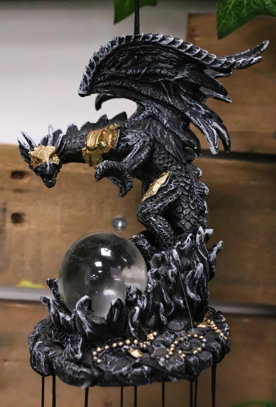 Armored Battle Dragon Crystal Sphere Resonant Relaxing Wind Chime Garden Patio-2