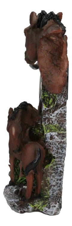 Brown Chestnut Stallion Horse Mare Stallion And Foal Family Desktop Table Clock-3