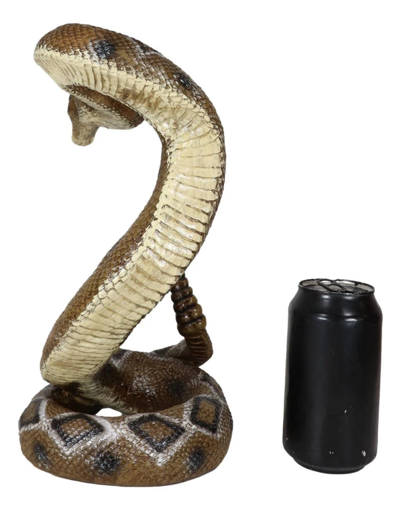 Realistic Attacking Coiled Diamondback Rattlesnake With Fangs Bared Figurine-4