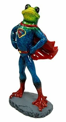 Superhero Frog Superman Statue 8"Tall Animated Frog Decor-5