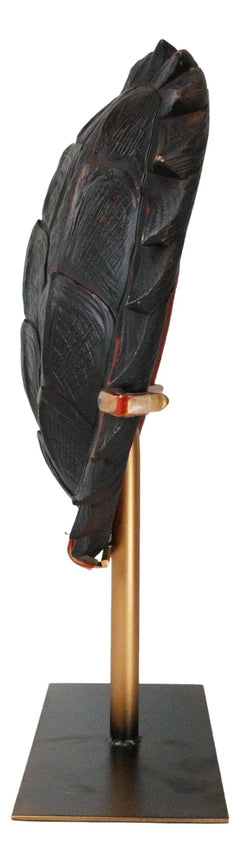 Large Nautical Marine Jagged Shell Faux Sea Turtle Sculpture With Pole Stand-4