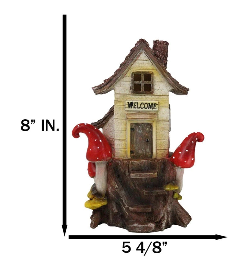 Fairy Garden LED Light Up Cottage Tree House With Toadstool Mushrooms Figurine-5