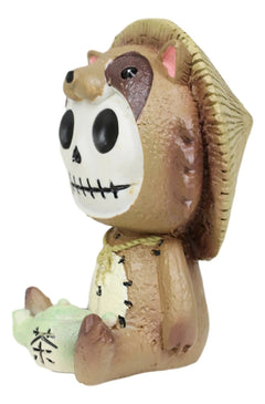 Furry Bones Tanuki Raccoon Dog With Farmer Hat Skeleton Collectible Figurine-4
