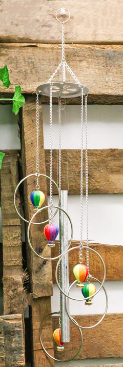 Colorful Hot Air Balloons Aircraft With Wicker Baskets Wind Chime Figurine-2