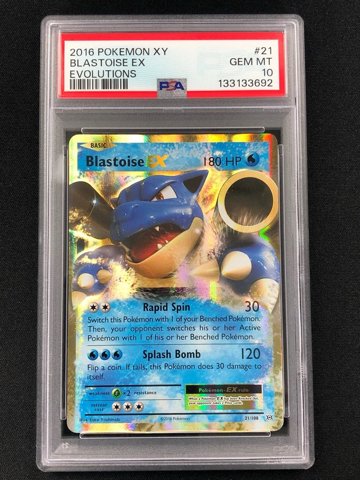 Pokemon 2016 Blastoise EX 21/108 PSA 10-1