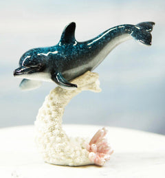 Ocean Marine Sea Life Bottlenose Dolphin Swimming Over Coral Reef Figurine-7