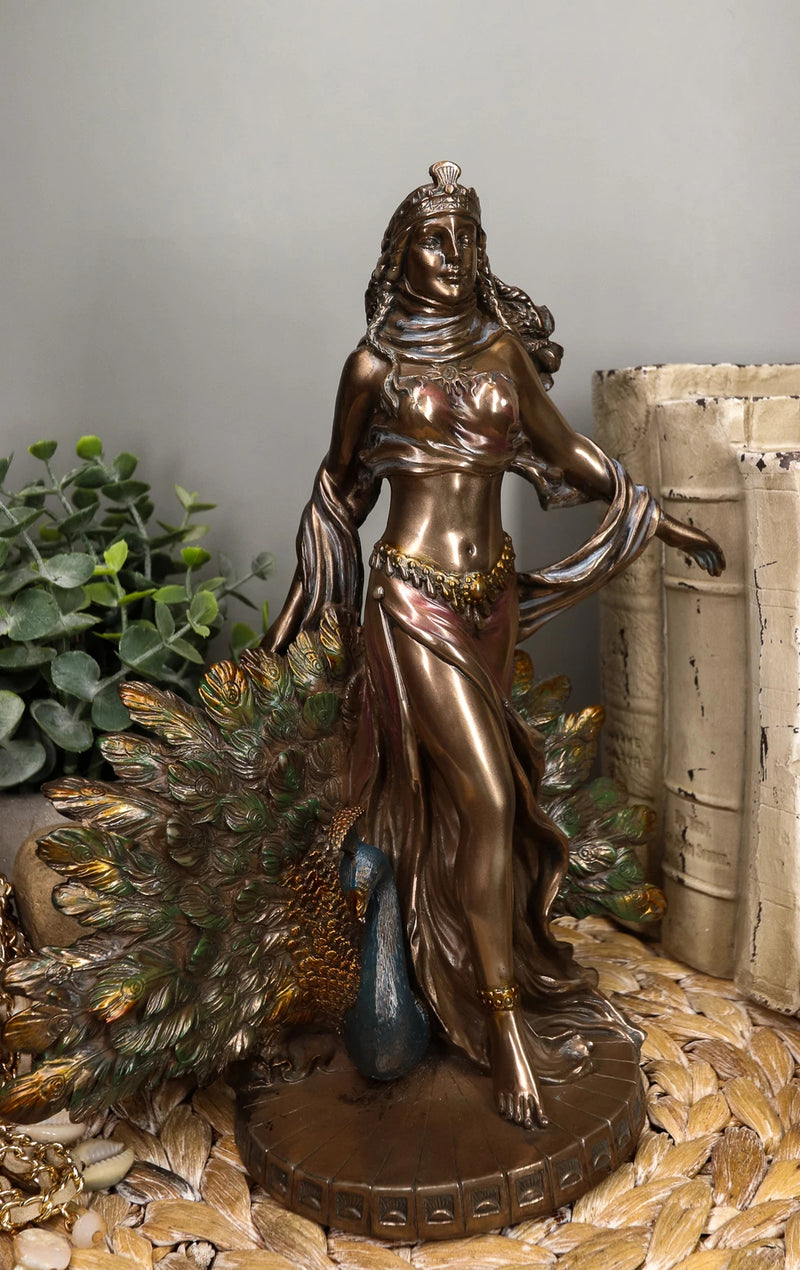 Gift Roman Juno Greek Goddess Hera with Sacred Peacock Statue-2