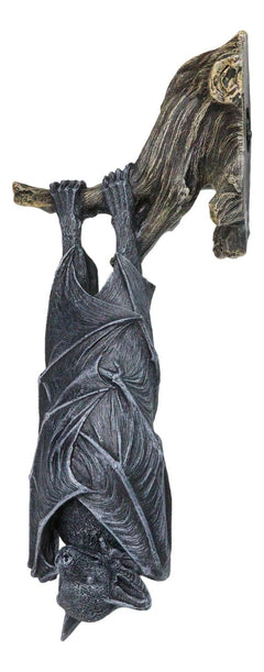 Nocturnal Sleeping Bat Wrapped In Wings On Tree Branch Wall Decor Figurine-5