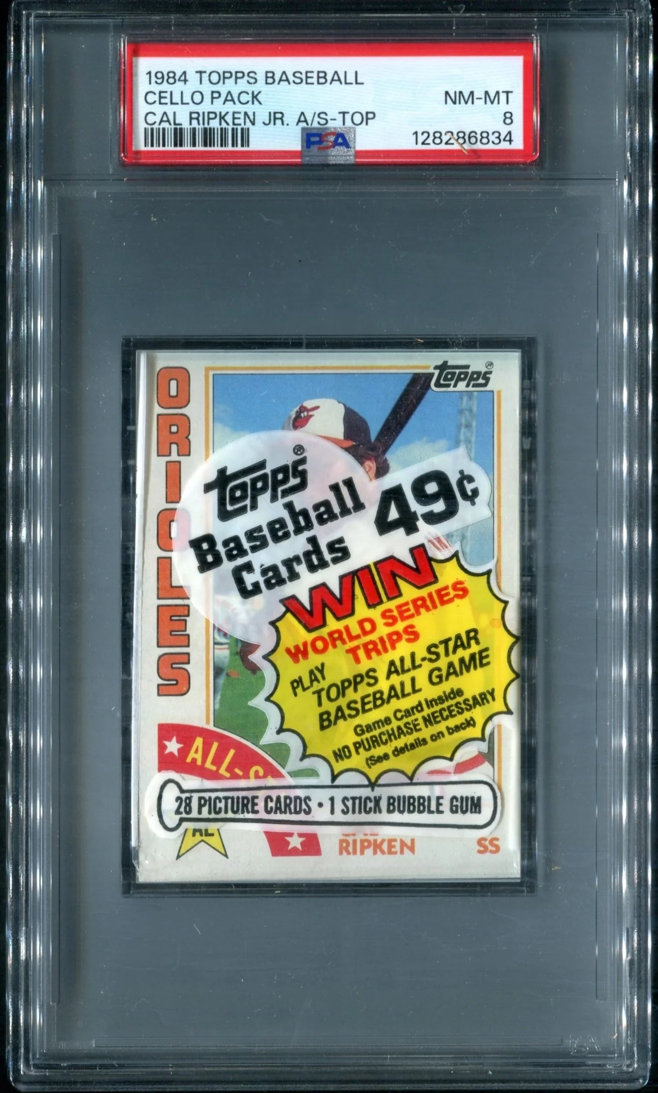 1984 Topps Baseball Unopened Cello Pack PSA 8 Ripken Jr. A/S Top *6834