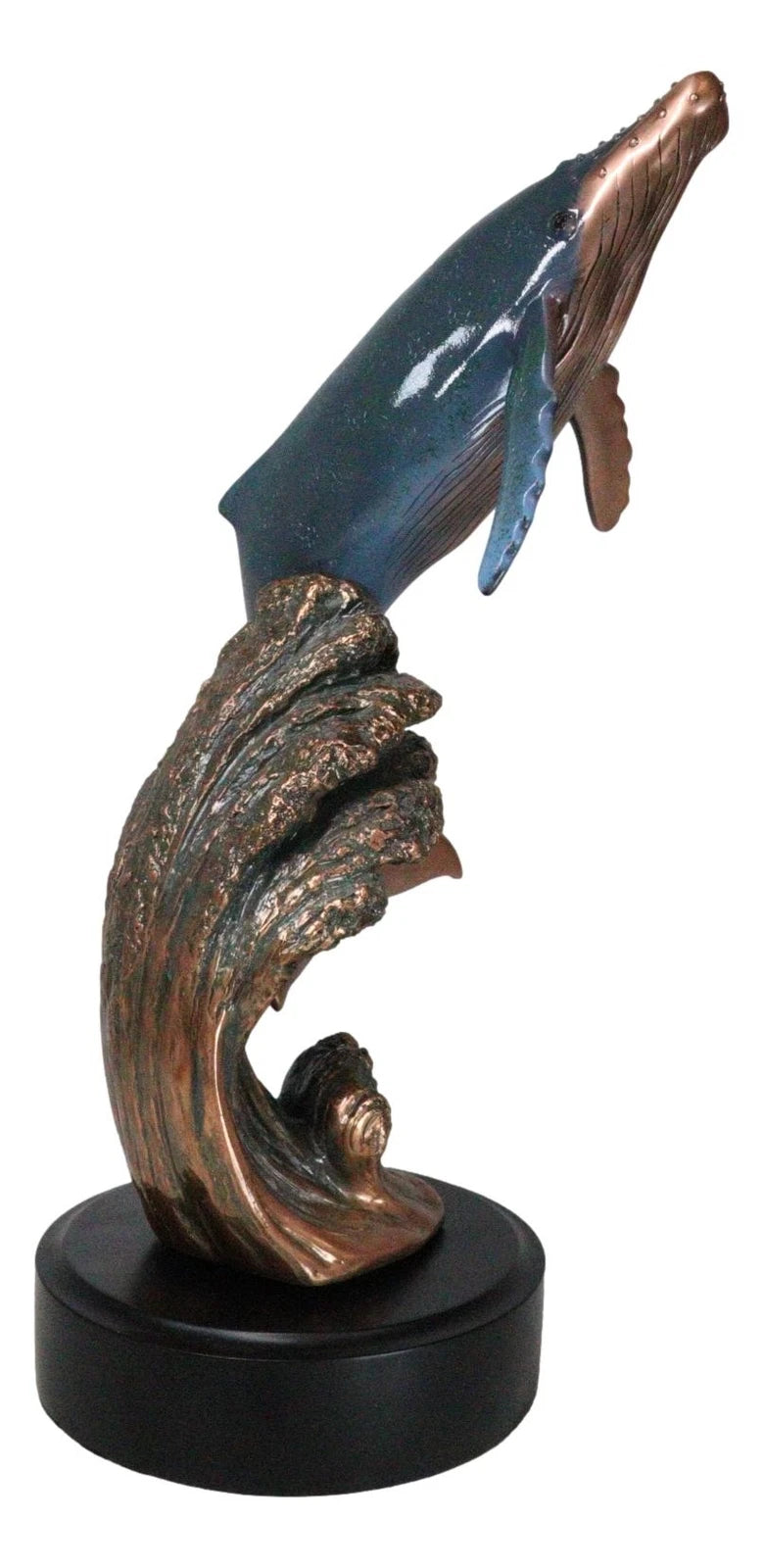 Large Nautical Ocean Marine Baleen Humpback Whale Breaching Water Statue-7