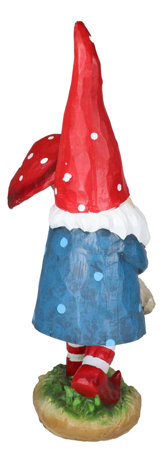 Large Whimsical Garden Gnome With Giant Toadstool Mushroom Umbrella Figurine-5