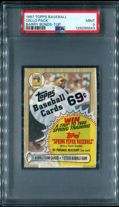 1987 Topps Baseball Unopened Cello Pack PSA 9 Bonds RC Top *6843-1