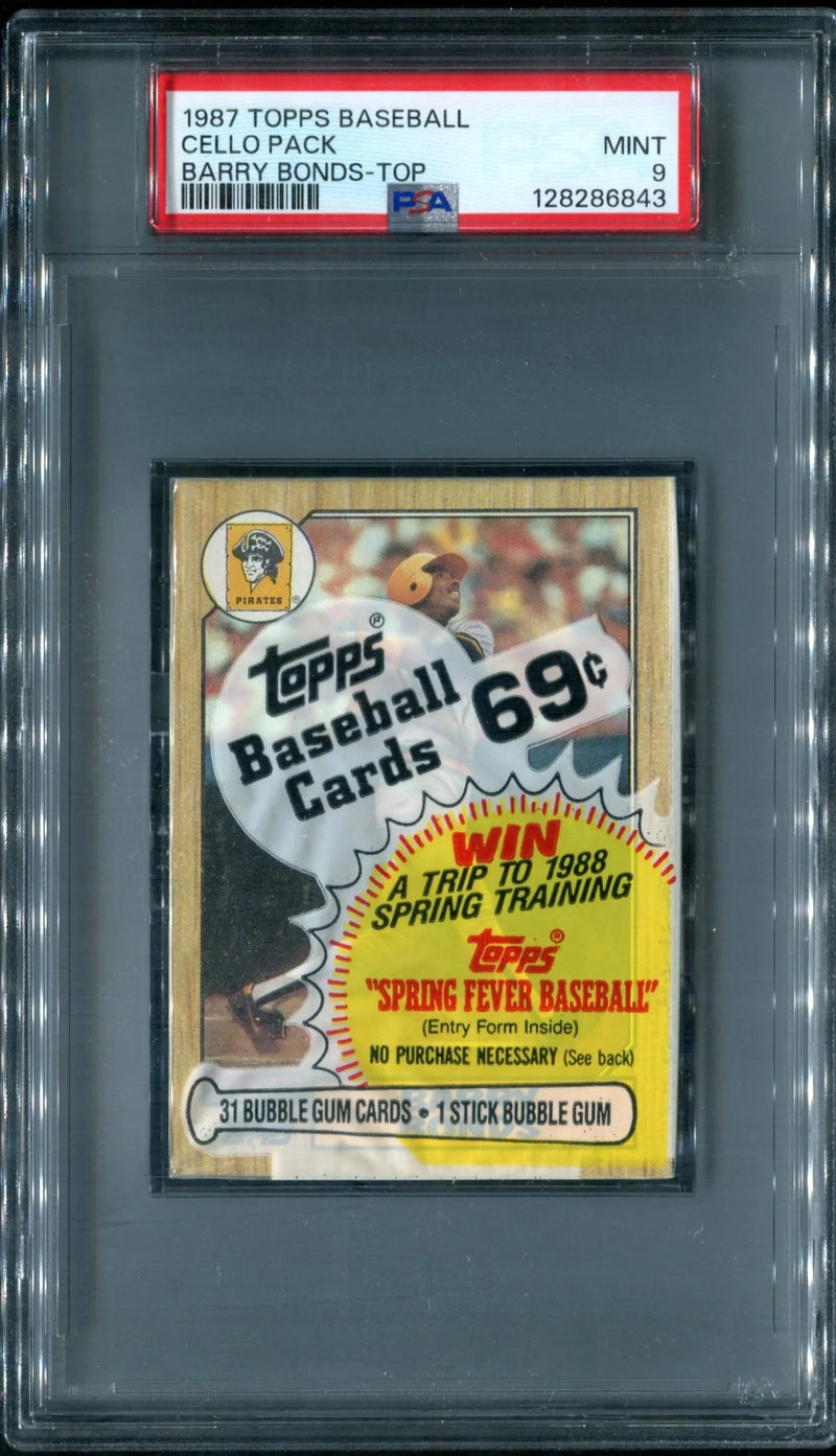 1987 Topps Baseball Unopened Cello Pack PSA 9 Bonds RC Top *6843-1