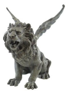 Gothic Winged Aslan Roaring Lion Battle War Cry Gargoyle Figurine 7"H-5