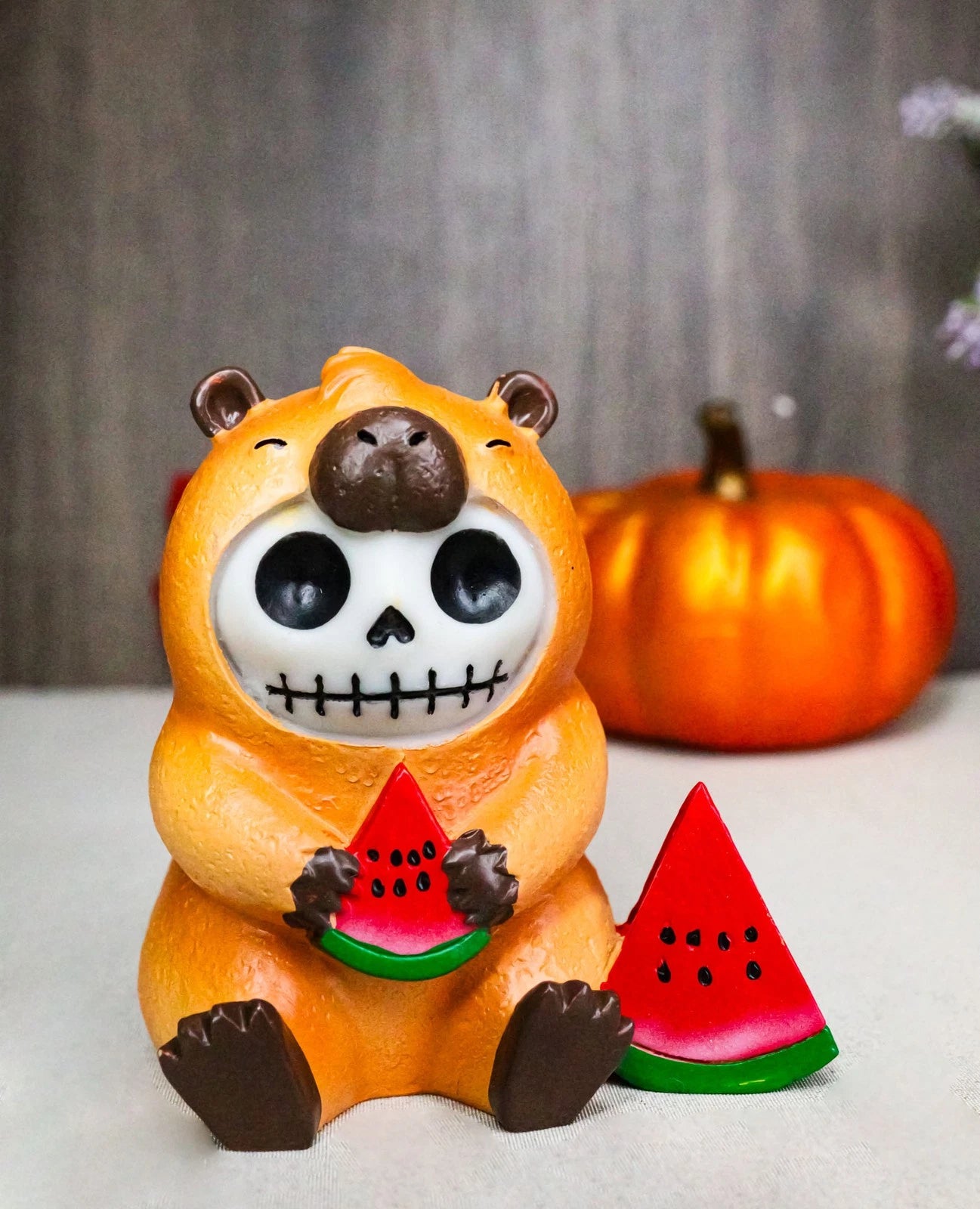 Furrybones Adorable Capybara With Watermelon Skeleton Figurine Furry Bones-5