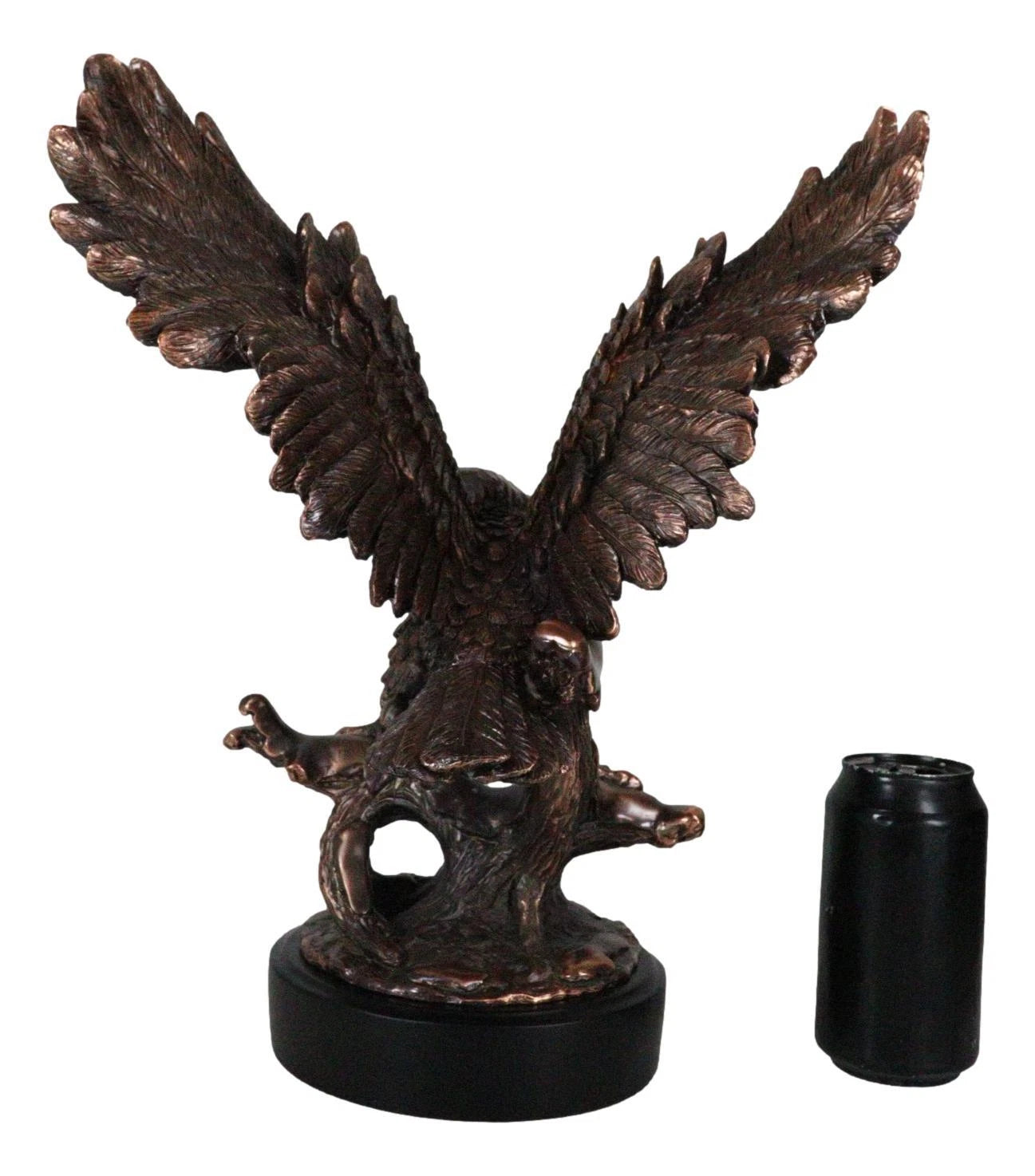 Majestic Bald Eagle With Open Wings Perching On Tree Branch Statue With Base-6