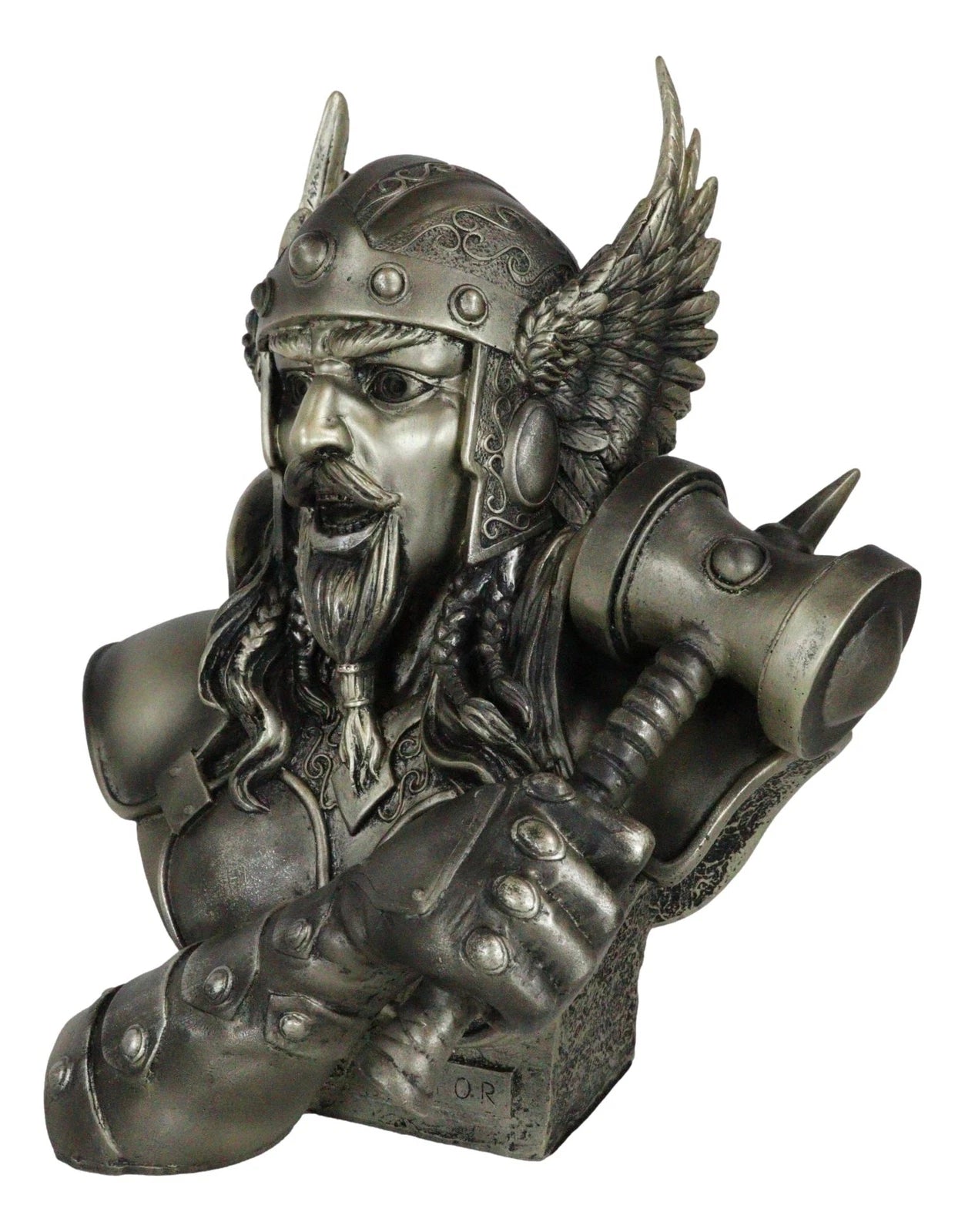 Large Thor Odinson Wielding Mjolnir Hammer Bust Statue 11" H Mythology-5