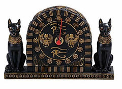 Estatua de reloj de mesa Bastet del antiguo Egipto, de 17 cm de largo y con números romanos.-4