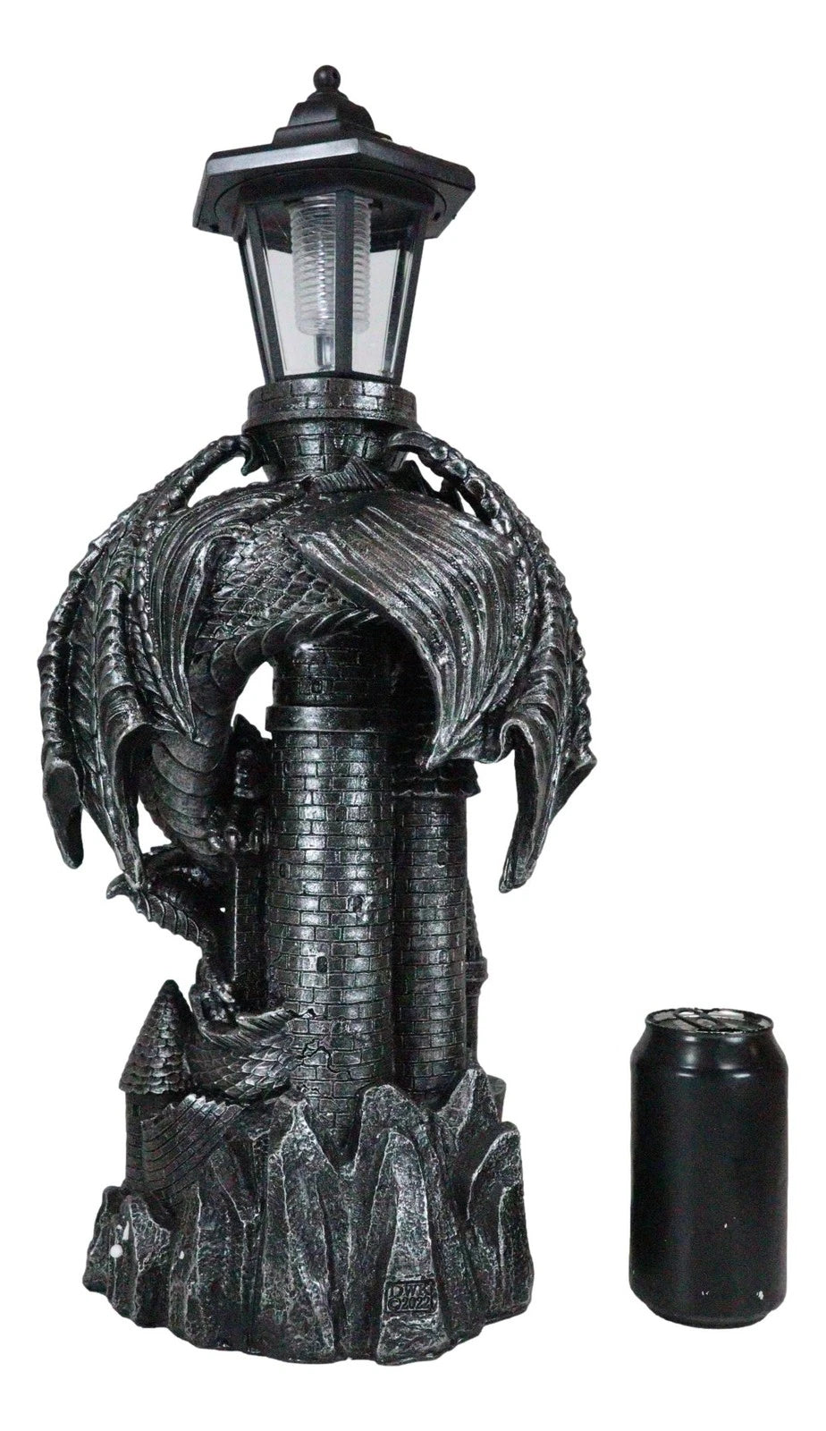 Mystical Rocky Top Castle Dungeon Guardian Dragon Solar LED Light Lantern Statue-4