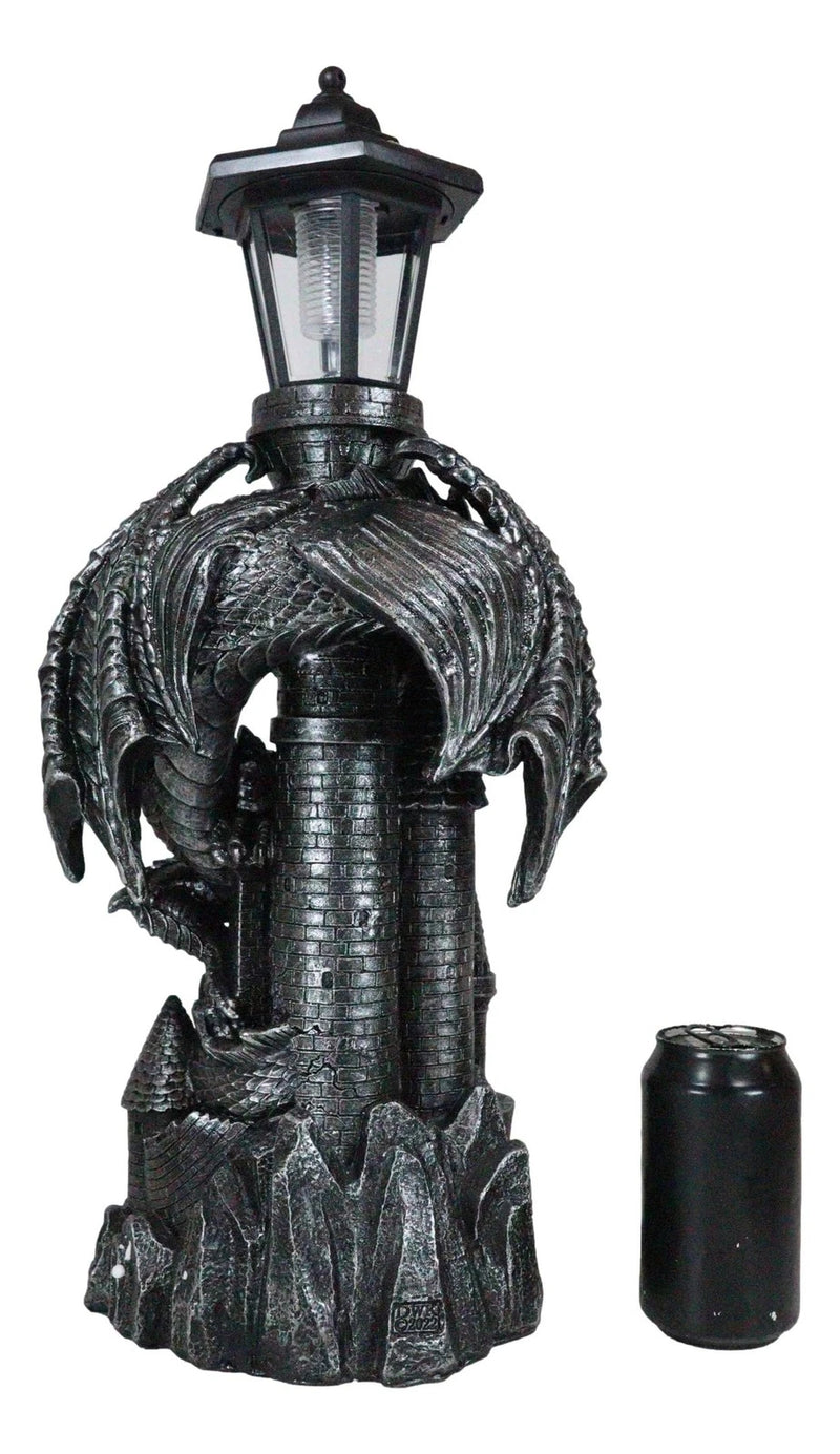 Mystical Rocky Top Castle Dungeon Guardian Dragon Solar LED Light Lantern Statue-4