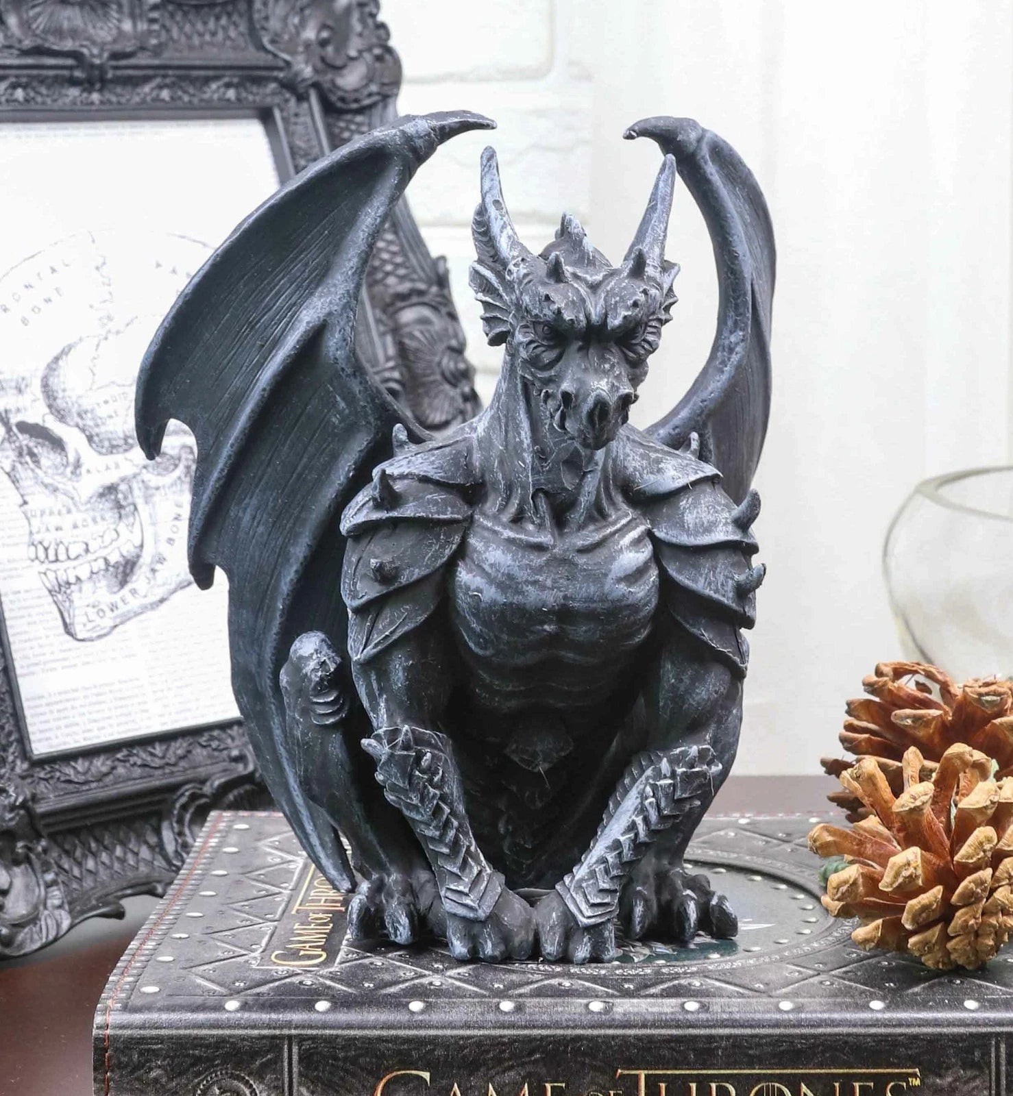 Crouching Gothic Winged Dragon Guardian Chimera Gargoyle Decorative Figurine-1