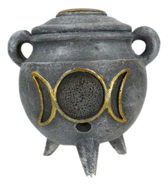Witchcraft Wicca Triple Moon Goddess Cauldron Backflow Incense Holder Figurine-6
