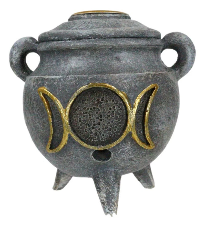 Witchcraft Wicca Triple Moon Goddess Cauldron Backflow Incense Holder Figurine-6