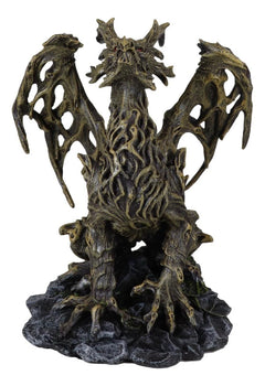Forest Tree Ent Greenman Dendritic Dragon with Red Blood Moon Eyes Figurine-6