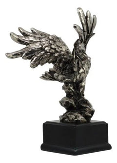 Silver Wings of Glory Bald Eagle Statue 7.75"Tall Silver Electroplated Resin-5