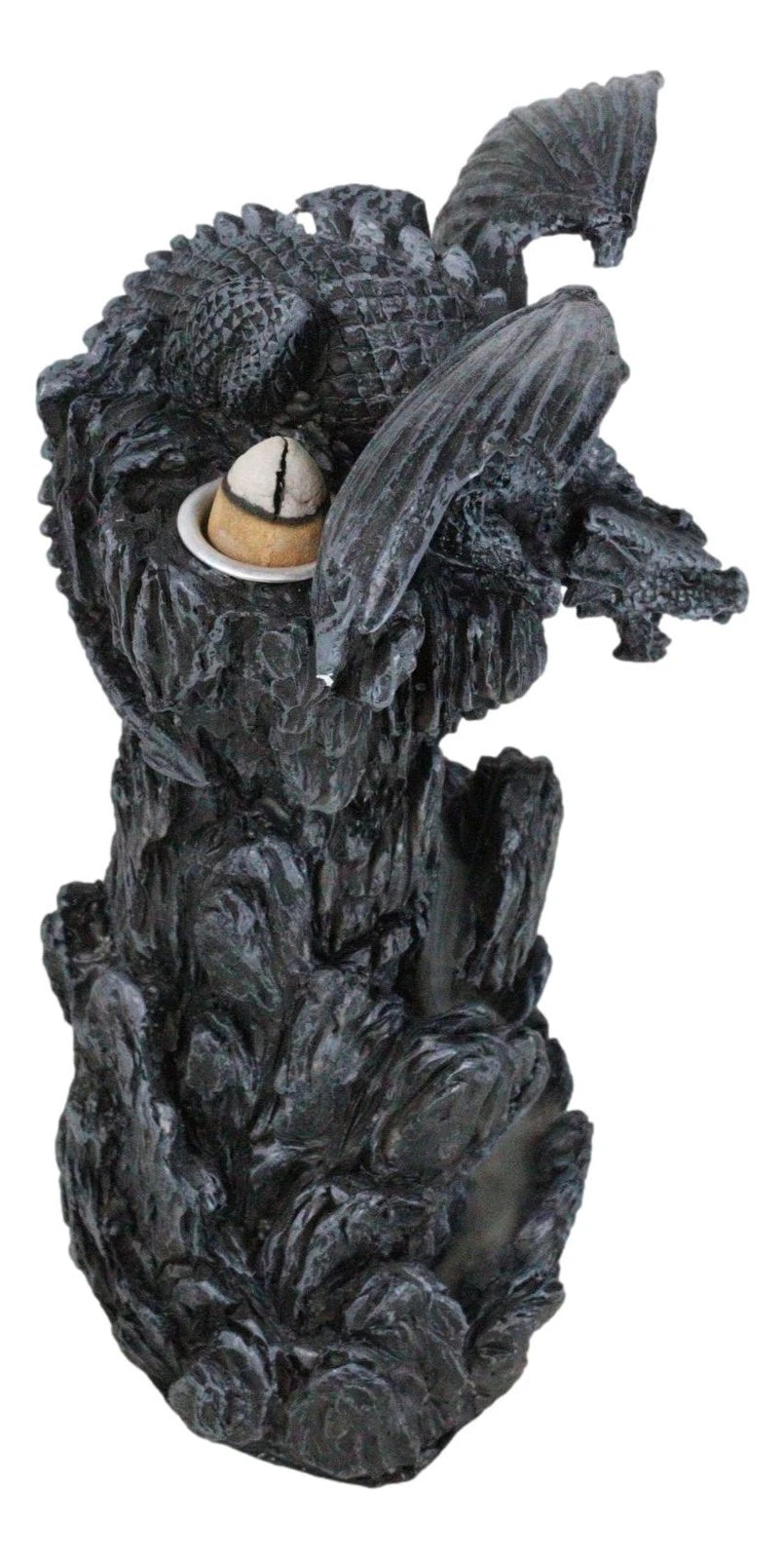 Dark Rocky Mountain Chernos Dragon Backflow Incense Tower Burner Statue-5