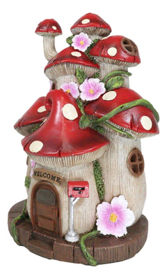 LED Light Up Enchanted Fairy Garden Toadstool Mushrooms Cottage House Figurine-4