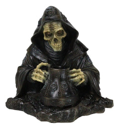 Grim Reaper Skeleton Wizard Chanting Spells Backflow Incense Cone Burner Statue-5