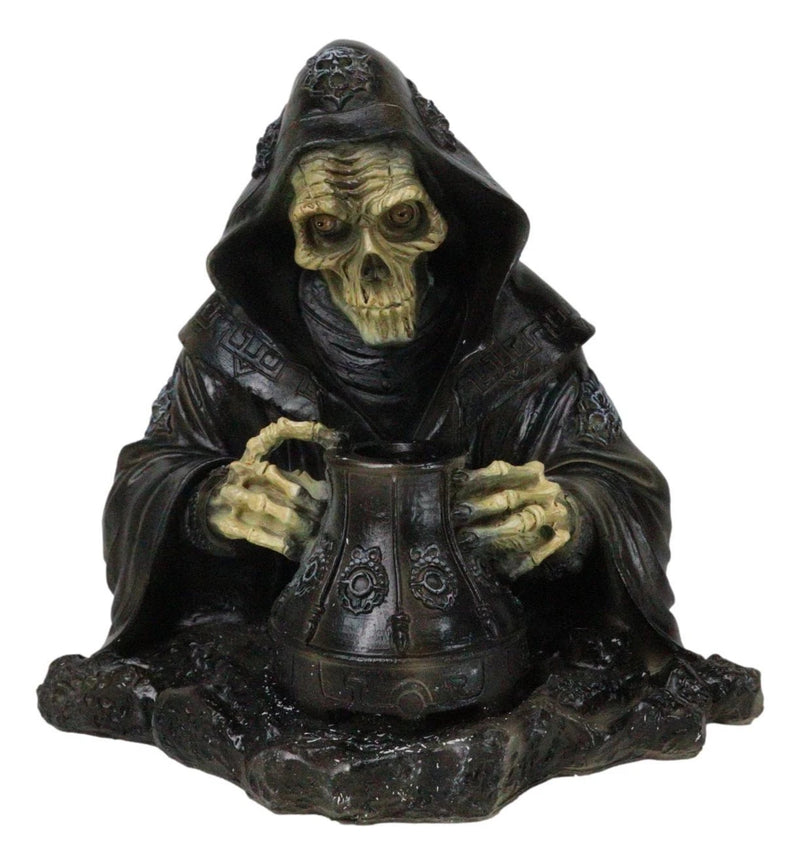 Grim Reaper Skeleton Wizard Chanting Spells Backflow Incense Cone Burner Statue-5