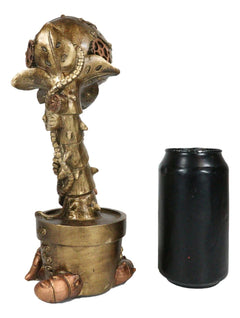 Geared Clockwork Vintage Steampunk Cyborg Venus Flytrap Plant In Pot Figurine-6