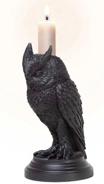Mystical Wicca Gothic Owl Of Astrontiel Candlestick Candle Holder Figurine-6