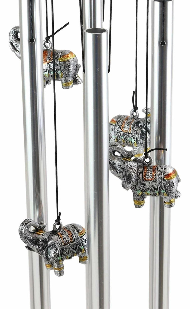 Feng Shui Thai Buddha Elephant In Filigree Art Figurine Crown Garden Wind Chime-6
