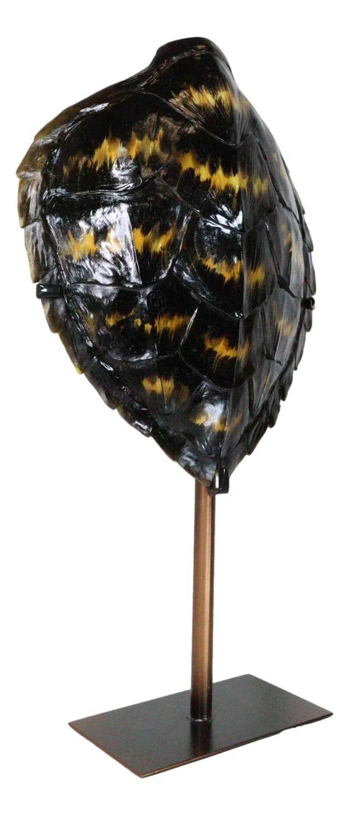 Nautical Marine Black Tone Faux Hawksbill Turtle Shell Sculpture With Pole Stand-7