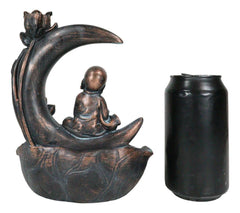 Buddha Monk On Lotus Crescent Moon Smoke Waterfall Backflow Cone Incense Burner-5