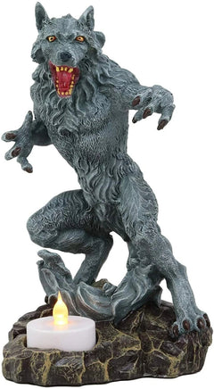 Portavelas de té de hombre lobo gótico Estatua de bestia licántropa Figura de hombre lobo-4