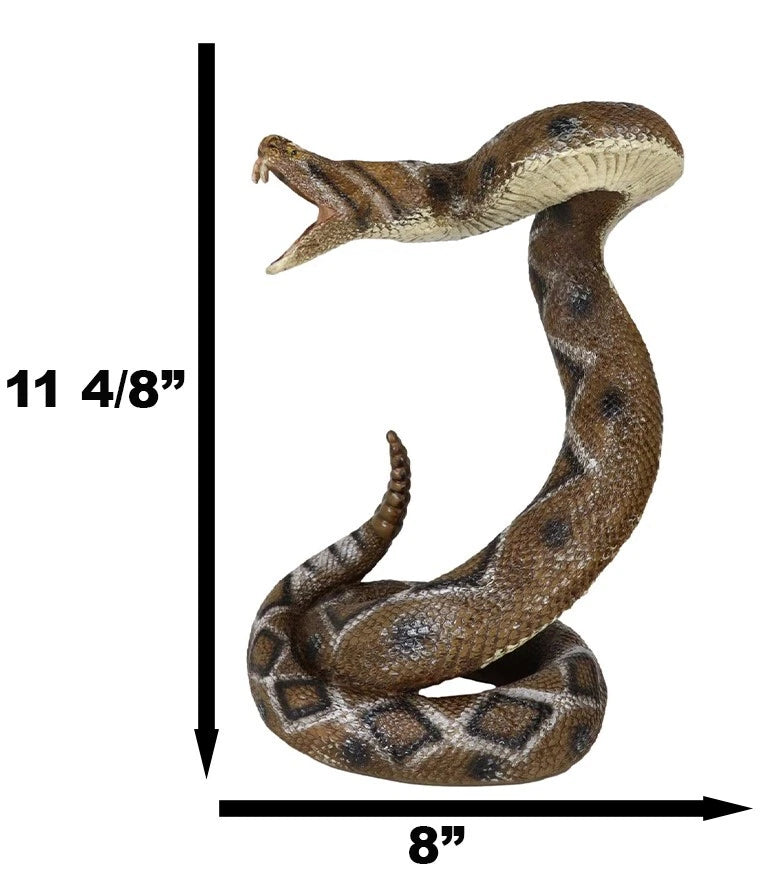 Realistic Attacking Coiled Diamondback Rattlesnake With Fangs Bared Figurine-5