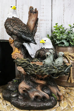 Wildlife Habitat Bald Eagle Family In Nest Statue 12"H Eagle Mate With Nestlings-1