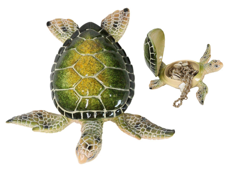 Ocean Marine Green Sea Turtle Decorative Key Stash Decorative Trinket Box-6