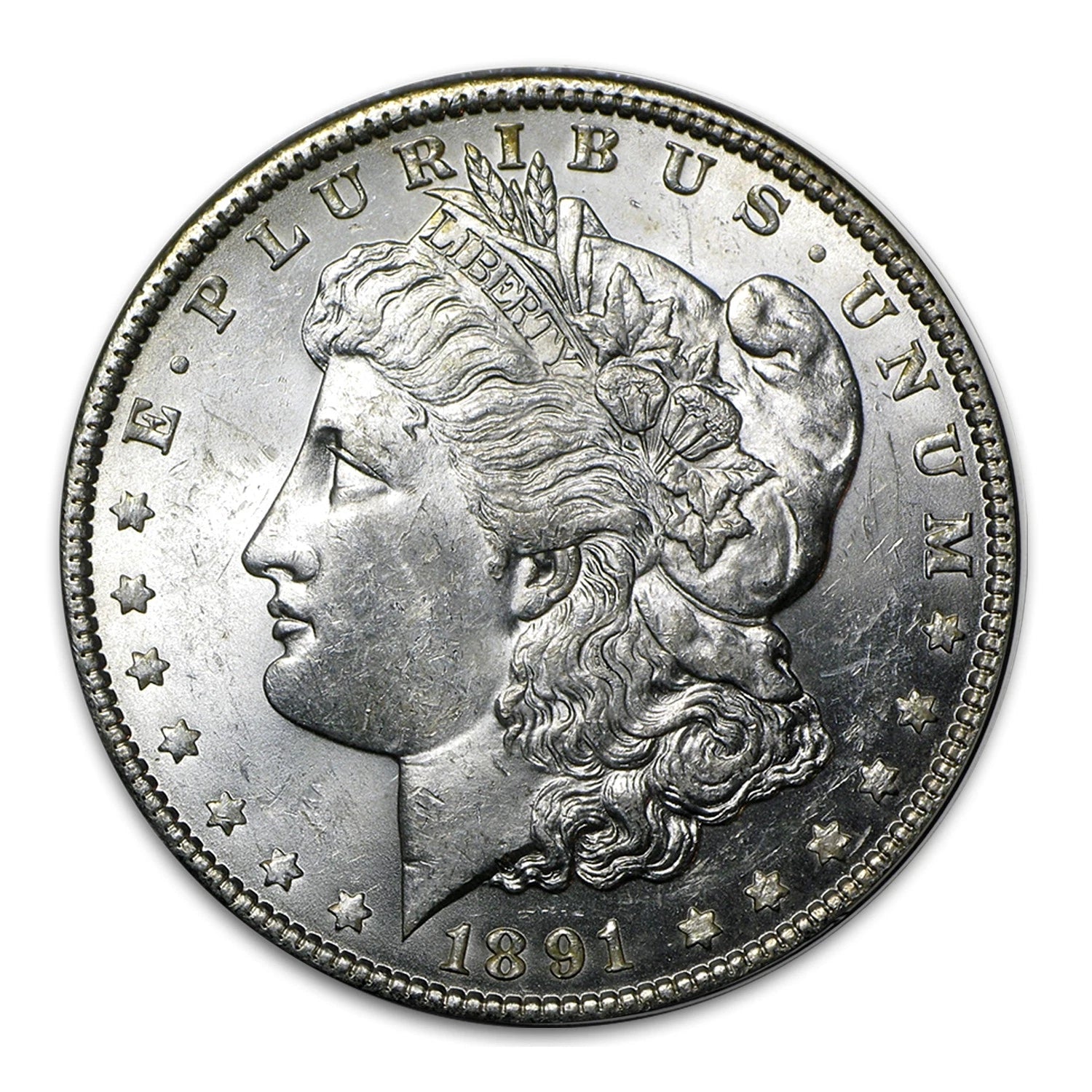 1891 P Morgan Silver Dollar $1 Brilliant Uncirculated BU 90% Silver