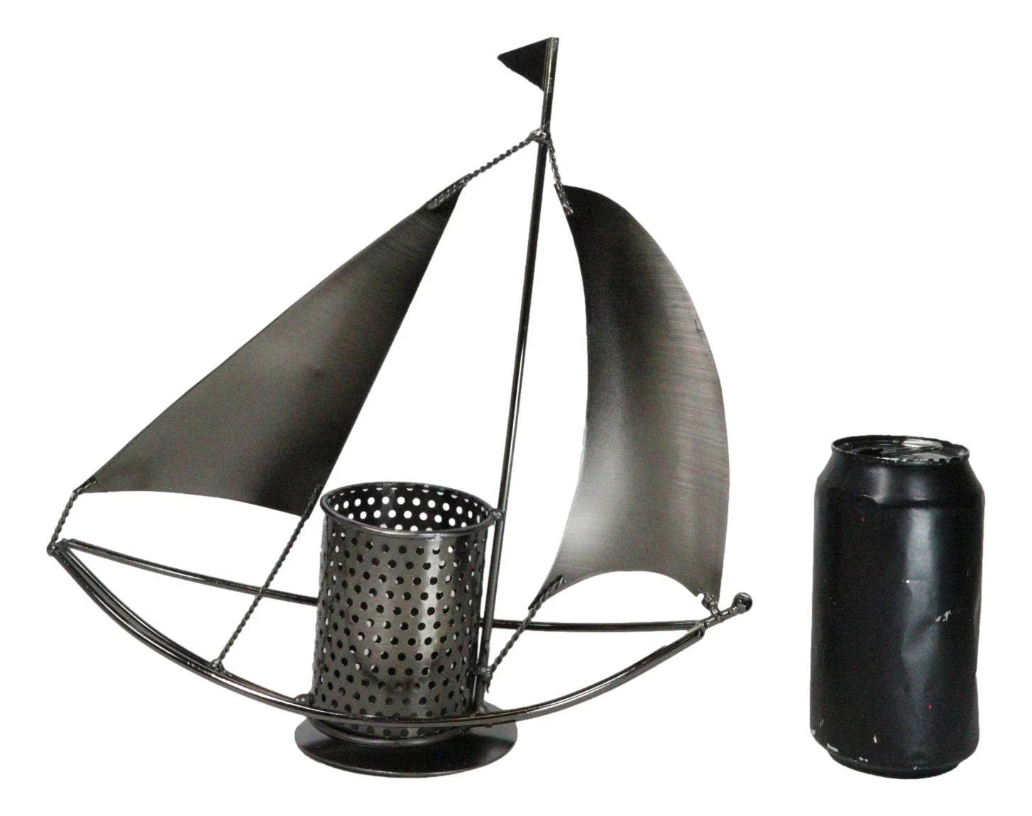 Nautical Ocean Sailboat Hand Made Steel Metal Office Stationery Organizer Holder-4