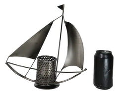 Nautical Ocean Sailboat Hand Made Steel Metal Office Stationery Organizer Holder-4