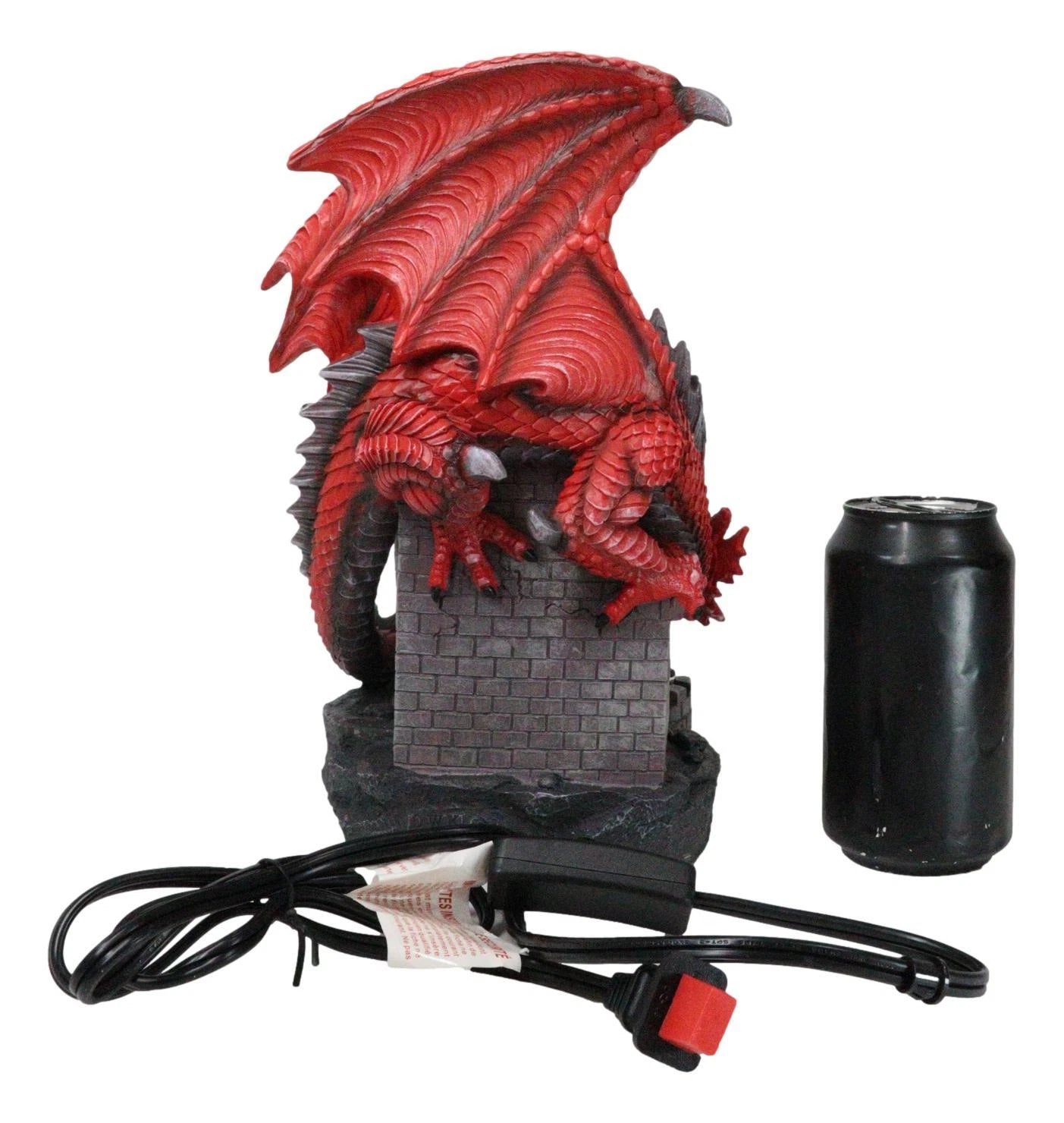 Estatua grande de la lámpara de bola de plasma del Dragón de Fuego Rojo que custodia el castillo de Dungeons Dragons-4