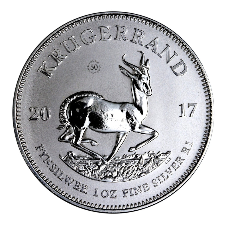 Moneda Krugerrand de Sudáfrica de 1 oz y 1 rand de plata 0.999 de 2017 - 50.º aniversario-2